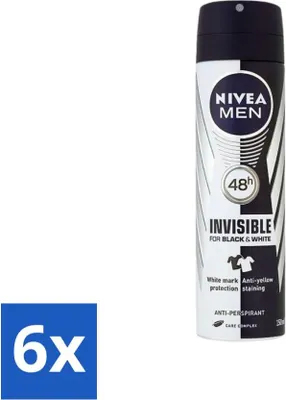 Zdjęcie produktu dla Nivea - Men - Deospray - XXL - Invisible Black & White Original - Antyperspirant - 200 ml - Vorteilspack - 6 Stücke