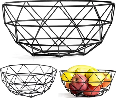 Zdjęcie produktu dla Vilde kosz na owoce kosz na warzywa DRAHT BASKET miska na owoce GEOMETRIC w kolorze CZARNYM