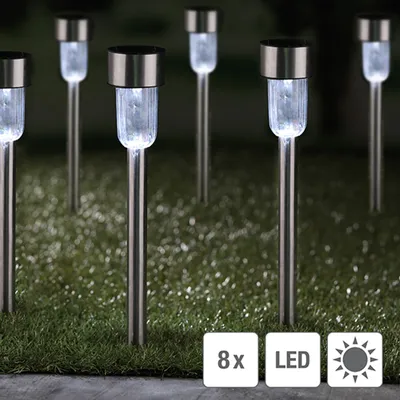 Produktbild von HI Gartenleuchte LED Solar 8 Stk. Edelstahl