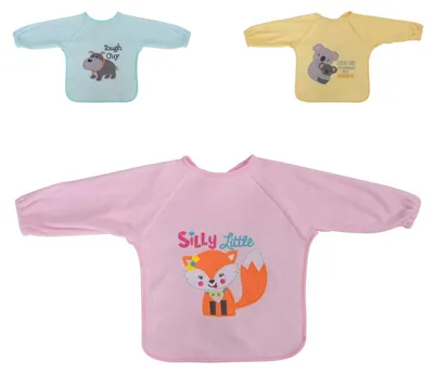 Obrázok produktu pre Baby Care detsk podbradnk 1026027 vivka s dlhm rukvom nepremokav samosvorn ruov