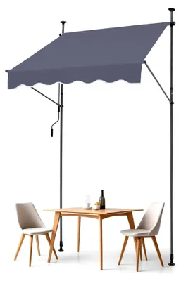 Produktbild von Klemmmarkise 150 x 120 cm, Balkonmarkise mit Handkurbel, Sonnenmarkise, Terrassenüberdachung, Höhenverstellbar von 218 bis 309 cm, Markise für Terrasse/Balkon/Garten, Grau
