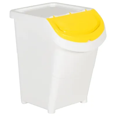 Image de vidaXL Poubelle avec couvercles 3 pcs Empilable Blanc PP 120 L