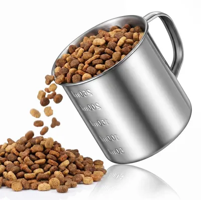 Produktbild von Futterschaufel 250 ml Edelstahl Messbecher mit Skala spülmaschinengeeignet