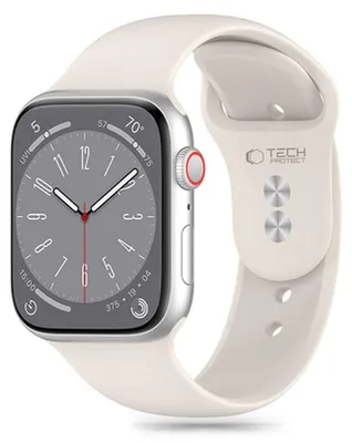 Zdjęcie produktu dla Silikonowy pasek Tech-Protect do Apple Watch 4, 5, 6, 7, 8, 9, SE (38, 40, 41 mm) - beżowy