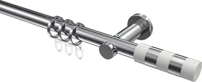 Produktbild von Interdeco Gardinenstange / Vorhangstange Chrom, Typ Platon Mavell (Zylinder Bicolor), 20 mm Ø 1-läufig, 280 cm