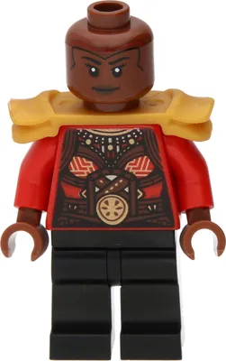 A LEGO minifigure of Okoye from Marvel.
