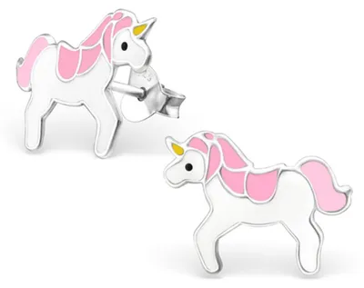 Produktbild von Kinderohrstecker: Mädchen Ohrringe Silber „rosa Einhorn“