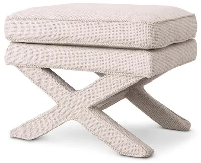 Produktbild von Casa Padrino Luxus Hocker Cremeweiß - Rechteckiger Sitzhocker - Kreuzhocker - Luxus Möbel