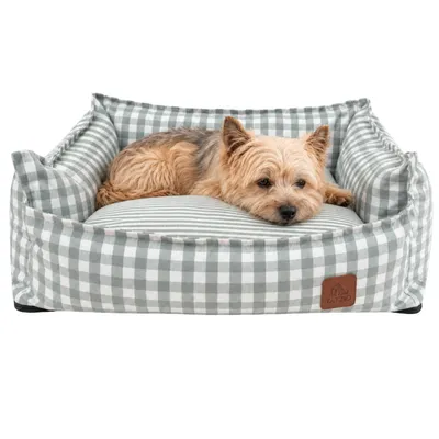 Produktbild von TATZIO Katzenbett & Hundebett waschbar herausnehmbares Kissen kariert 60x50cm grün