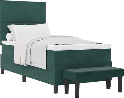 Immagine prodotto di Letto a molle con materasso verde scuro 100 x 200 cm in velluto