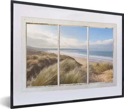 Produktbild von MuchoWow® Gerahmtes Poster Aussicht - Strand - Meer 40x30 cm - Poster mit Schwarzem Bilderrahmen Wandposter Rahmen Foto Bilder - Bilderrahmen - Poster im Rahmen