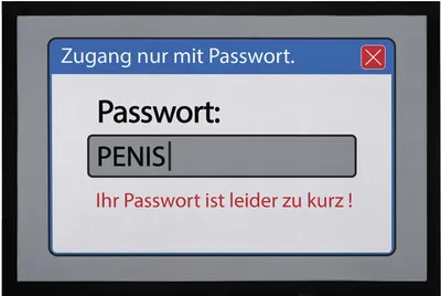 Produktbild von Fußmatte mit Spruch Zugang nur mit Passwort Ironie Sarkasmus Penis rutschfest & waschbar Moonworks® schwarz 60x40cm