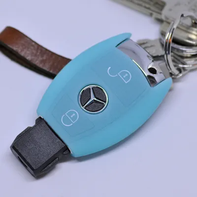 Produktbild von Auto Schlüssel Hülle Silikon Schutz Cover Fluoreszierend Blau kompatibel mit Mercedes Benz Sprinter W906 E C-Klasse 2 Tasten Smartkey