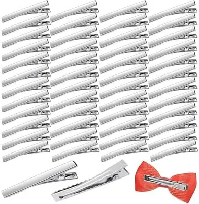 Produktbild von 50 Stück Metall Silber Krokodil Haarklammer, 4 cm Alligator Clips, Haarclips Klein, Haar Zubehör, DIY Haarklammer, Flache Haarspangen für Damen und Mädchen