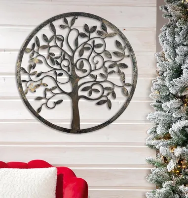 Immagine prodotto di Gilde Wandrelief, rund, "Baum", Baummotiv, Metall, schwarz, VE 2, L. 1 cm, D. 60 cm 69468 4063387694688