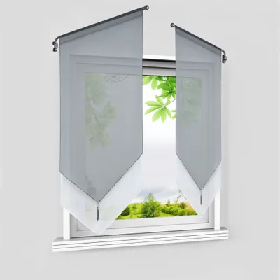 Produktbild von Joyswahl Scheibengardinen Doppelschicht Bistrogardine küchengardinen modern Voile Kurzstores Halbtransparent Tunnelzug BxH 60x90 cm Grau 1 Stück