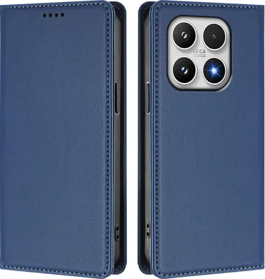 Produktbild von Handyhülle für Xiaomi 17, Kunstleder Klapphülle Stoßfeste Magnetische Hülle mit Ständer Dunkelblau