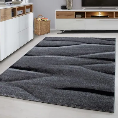 Produktbild von TapisTrend Designerteppich Schwarz 80x250 cm Schwarzer Indoor-Teppich aus Jute für das Wohnzimmer, strapazierfähig und langlebig, im Bohème-Stil