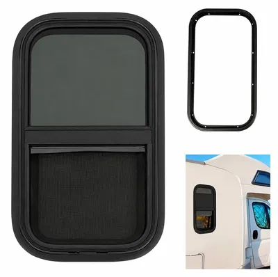 Obrázek produktu pro Vertikální posuvné okno pro karavan, rozměry 300x550 mm - černá barva