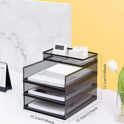 Image de Boîte à lettres empilable à 4 niveaux, organisateur de bureau