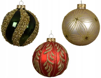 Imagen del producto de Adorno navideño esférico de vidrio, con brillo, de 10 cm, 1 unidad.