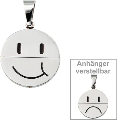 Produktbild von JOBO Anhänger Gesicht Edelstahl schwarze Lackeinlage
