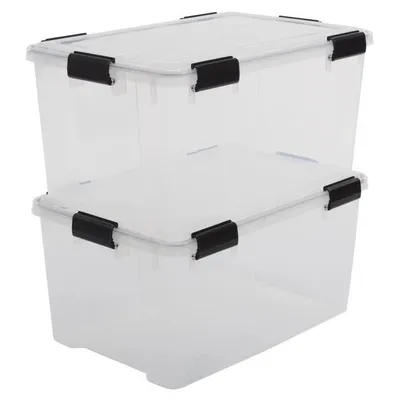Produktbild von Iris Ohyama 2er Set Luftdichte Aufbewahrungsboxen 50 L 6 Clips stapelbar Garage; Beste Organisation