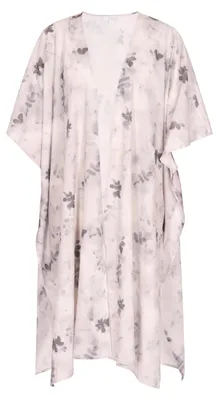 Produktbild von Damen Kimono mit Blumenmuster, lockere Passform, Farbe Grau, Größe XL