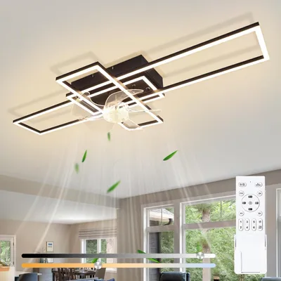 Produktbild von ZMH Deckenlampe Ventilator 94cm Deckenventilator Beleuchtung 6 Gang LED Deckenventilatoren Licht Dimmbar mit Fernbedienung Timer für Wohnzimmer