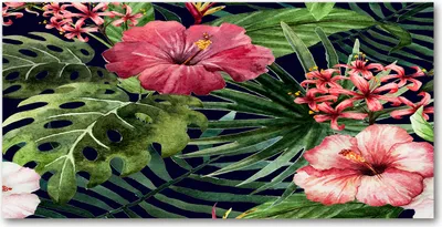 Produktbild von Tulup® Leinwandbild - 140x70 cm - Wandkunst - Drucke auf Leinwand - Leinwanddruck  - Blumen & Pflanzen - Rosa - Tropische Blumen