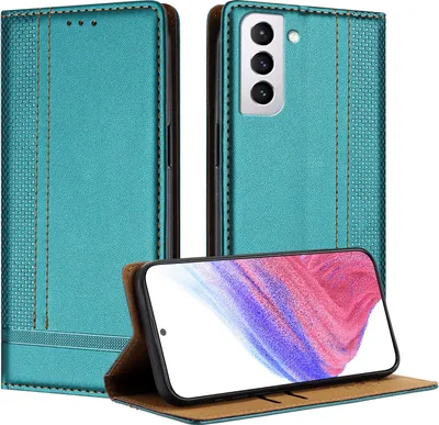 Produktbild von Handyhülle für Samsung Galaxy S21+ 5G Leder Flip Klappbare Schutzhülle mit Standfunktion Grün