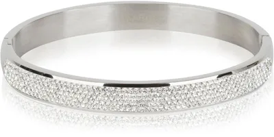 Produktbild von styleBREAKER Armreif aus Edelstahl mit Strasssteinen, Clipverschluss Armband, Schmuck, Damen 05040101