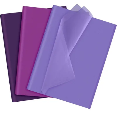 Zdjęcie produktu dla Zestaw papieru pergaminowego, 60 arkuszy, fioletowy, 3 kolory, do pakowania prezentów i rękodzieła