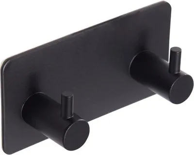 Produktbild von Klebende Haken 2 Stück Edelstahl schwarz stark für Bad & Küche