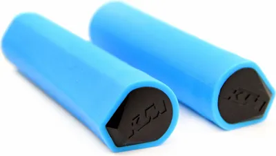 Produktbild von 1 Paar KTM Fahrrad Silikon Lenker Griffe, absorbiert Stöße, waschbar, wahlweise in  Rot Blau Grün Orange Schwarz Weiß, Farbe:Blau