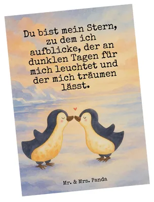 Produktbild von Mr. & Mrs. Panda Postkarte Pinguin Liebe Design - Weiß - Geschenk, Grußkarte, Vertraut, Ansichtskarte, Freundin, Hochzeitstag, Geschenkidee, Postkarten, Ansichtskarten