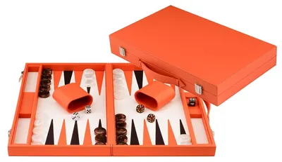 Image de Jeu de backgammon Engelhart Games, coffret de luxe orange de 45 cm