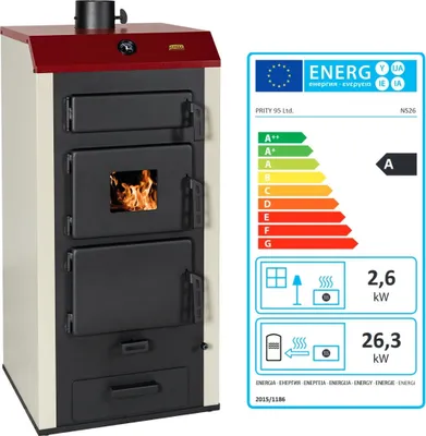 Zdjęcie produktu dla EEK A - Piec kominkowy PRITY NS26 z wodnym wymiennikiem ciepła Piec centralnego ogrzewania - 28,9 Kw