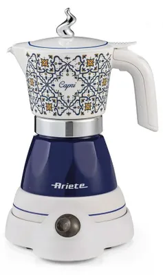 Produktbild von Ariete 1358 Capri Moka Aroma, Elektrische Espressokanne, 0,14 l, Gemahlener Kaffee, 400 W, Blau, Weiß