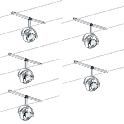 Image de Système de câbles et de rails Paulmann 2Easy Spot Mac² rond, 5 x 20W, culot GU4, chromé mat, 12V, plastique