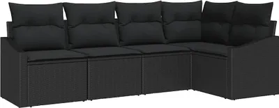Produktbild von vidaXL Gartensofa-set 5 stk. Schwarz Poly-Rattan