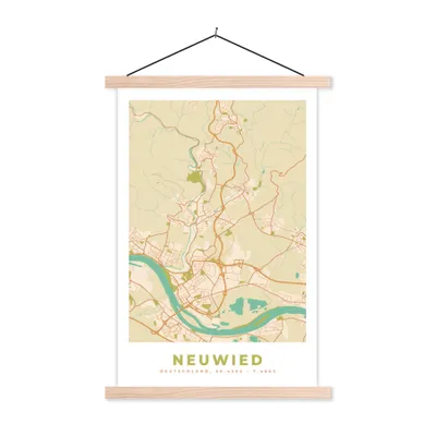 Produktbild von MuchoWow® Textilposter Vintage - Karte - Neuwied - Stadtplan - Grundriss 40x60 cm mit holzfarbenen Rahmen - Poster