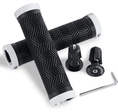 Zdjęcie produktu dla Ergonomiczne uchwyty do roweru z aluminiowymi nakładkami, 130 mm, kolor biały
