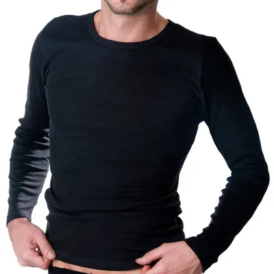 Produktbild von HERMKO 3640 Herren langarm Shirt aus 100%  Baumwolle, long-sleeved underwear for men Männer Unterhemd mit langen Armen, Größe:D 9 = EU 3XL, Farbe:schwarz
