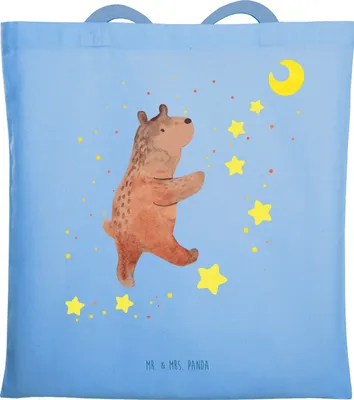 Produktbild von Mr. & Mrs. Panda Tote Bag Bär Träume - Sky Blue - Geschenk, Träumen, Uni Tasche, Traumdeutung, Traum, Teddy, Baumwolltasche, Jutebeutel, Schultasche