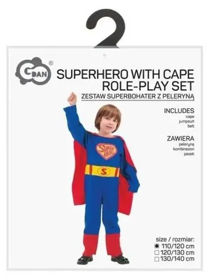 Produktbild von Kostüm für Kinder, Superheld mit Umhang, Größe 110/120 cm - Godan