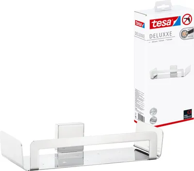 Produktbild von tesa Duschablage ohne Bohren - Duschkorb selbstklebend - chrom glänzend DELUXXE