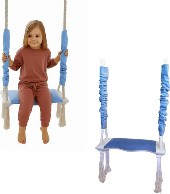 Produktbild von Kinderschaukel | Holzschaukel | Babyschaukel | Schaukelstuhl mit Schwammkissen | Hängeseil