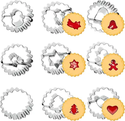 Image de Set d'emporte-pièces Linzer pour biscuits de Noël 9 emporte-pièces 4,5 cm