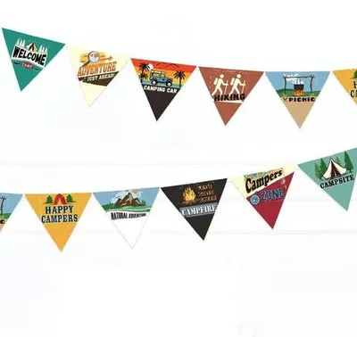 Produktbild von Camping-Flaggenstange - Farbenfrohe Dekoration - 3 Meter mit 10 Flaggen
